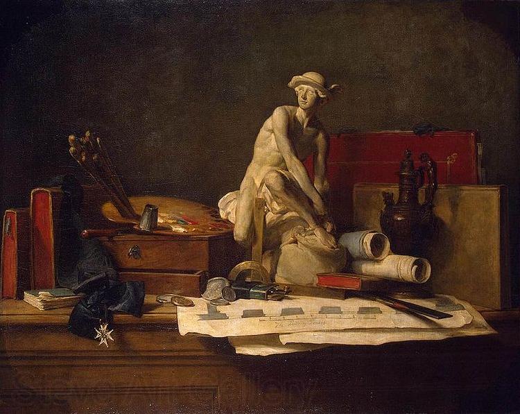 Jean Simeon Chardin Still Life with Attributes of the Arts Norge oil painting art